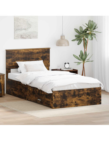 Struttura del letto Rovere fumé 100 x 200 cm Legno multistrato