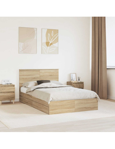 Letto con Contenitore con testiera Rovere Sonoma 120 x 190 cm