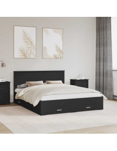 Struttura del letto Nero 160 x 200 cm Legno multistrato