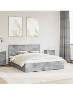 Struttura del letto con testiera Grigio cemento 160 x 200 cm
