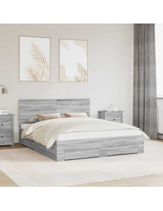 Struttura del letto con testiera Grigio Sonoma 160 x 200 cm