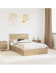 Letto con Contenitore con testiera Rovere Sonoma 120 x 200 cm