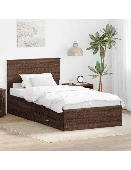 Struttura del letto Rovere Marrone e Argento 100 x 200 cm