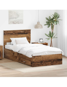 Struttura del letto con testiera Legno vecchio 100 x 200 cm