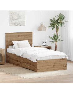 Struttura del letto con testiera Rovere artigianale 90 x 200 cm