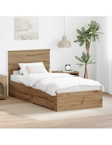 Struttura del letto con testiera Rovere artigianale 90 x 200 cm