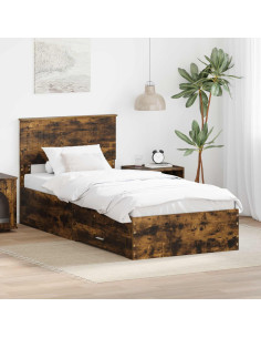 Struttura del letto Rovere fumé 90 x 190 cm Legno multistrato