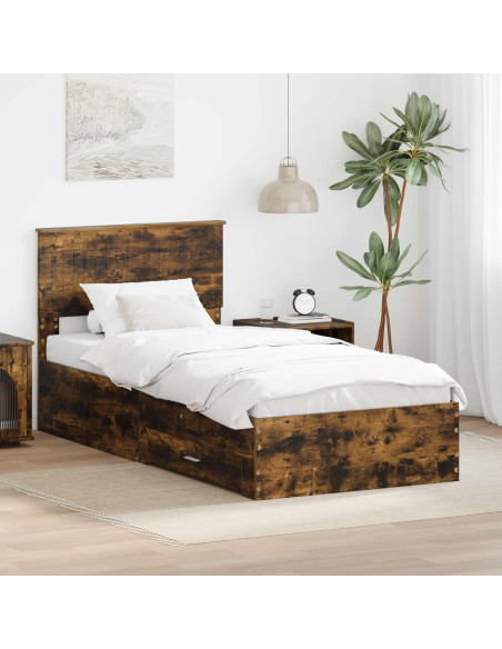 Struttura del letto Rovere fumé 90 x 190 cm Legno multistrato