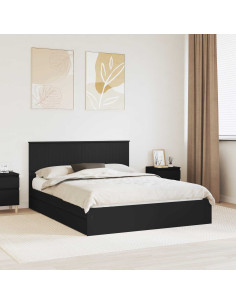 Letto con Contenitore Nero 150 x 200 cm Legno multistrato