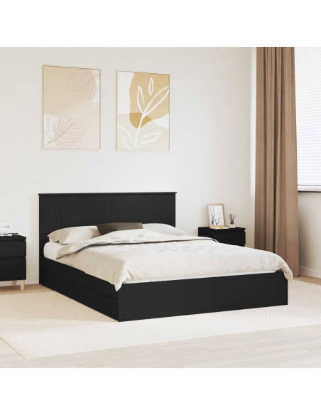 Letto con Contenitore Nero 150 x 200 cm Legno multistrato