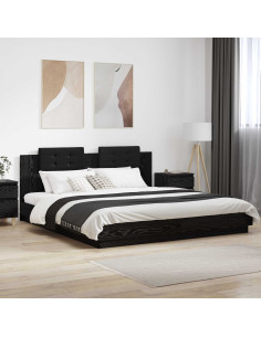 Struttura letto con testata Rovere Nero 180 x 200 cm