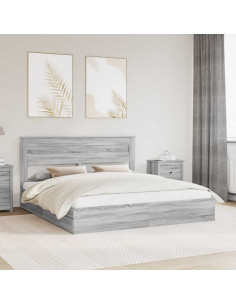 Letto con Contenitore con testiera Grigio Sonoma 180 x 200 cm