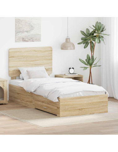 Struttura del letto Rovere Sonoma 90 x 190 cm Legno multistrato