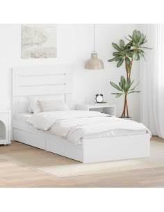 Letto con Contenitore Bianco 75 x 190 cm Legno multistrato