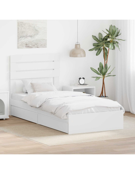 Letto con Contenitore Bianco 75 x 190 cm Legno multistrato