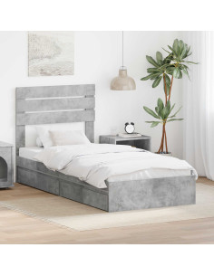 Letto con Contenitore con testiera Grigio cemento 70 x 190 cm