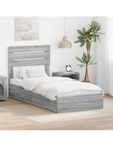Letto con Contenitore con testiera Grigio Sonoma 75 x 190 cm