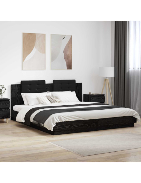 Struttura letto con testata Rovere Nero 200 x 200 cm