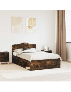 Struttura del letto Rovere fumé 120 x 190 cm Pino massello