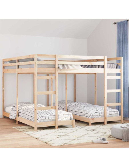 Struttura letto a castello triplo Naturale 80 / 200 x 200 cm