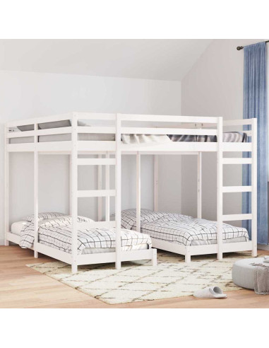 Struttura letto a castello triplo Bianco 200 x 200 cm