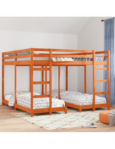 Struttura letto a castello triplo Marrone cerato 200 x 200 cm