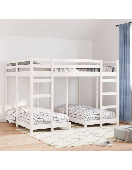 Struttura letto a castello triplo Bianco 160 x 200 cm