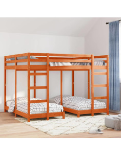 Struttura letto a castello triplo Cera marrone 160 x 200 cm 2