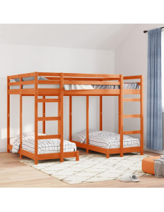 Struttura letto a castello triplo Cera marrone 140 x 200 cm