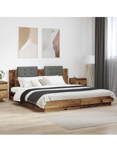 Struttura letto con testata Legno vecchio 200 x 200 cm