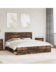 Struttura del letto Rovere fumé 200 x 200 cm Pino massello