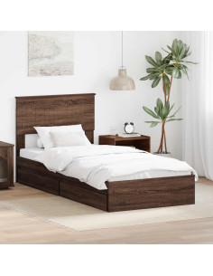 Letto con Contenitore con testiera Rovere Marrone 90 x 190 cm