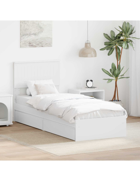Letto con Contenitore Bianco 75 x 190 cm Legno multistrato