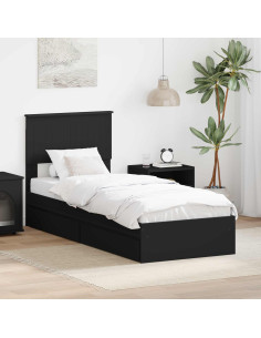 Letto con Contenitore Nero 75 x 190 cm Legno multistrato