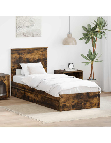 Letto con Contenitore Rovere fumé 75 x 190 cm Legno multistrato