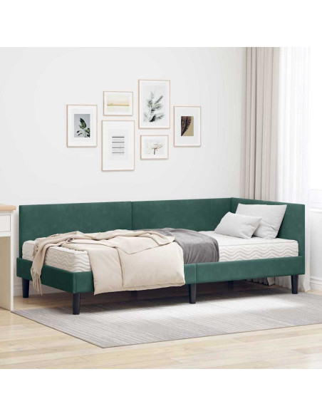 Struttura Letto Angolare con Materasso 2 pcs Verde Velluto