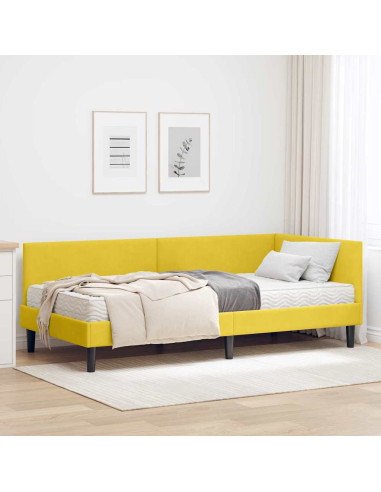 Struttura Letto Angolare con Materasso 2 pcs Giallo Velluto