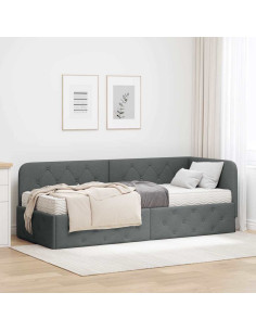 Cornice del letto ad angolo Grigio scuro 80 x 200 cm Tessuto