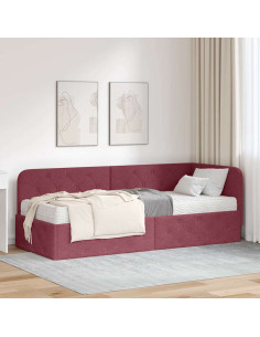 Cornice del letto ad angolo Rosso Vino 80 x 200 cm Tessuto