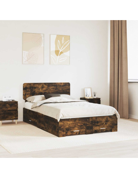 Struttura del letto Rovere fumé 135 x 190 cm Legno multistrato