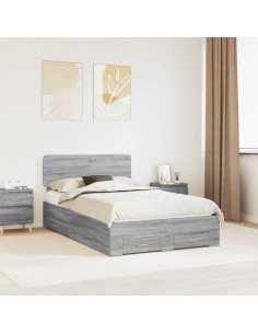 Struttura del letto con testiera Grigio Sonoma 135 x 190 cm