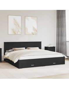 Struttura del letto con testiera Nero e Argento 200 x 200 cm