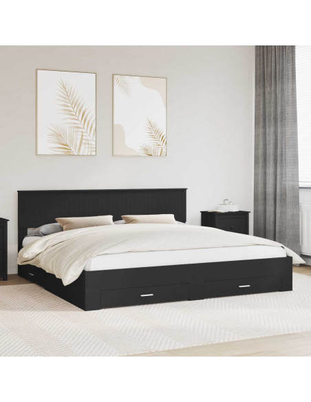 Struttura del letto con testiera Nero e Argento 200 x 200 cm