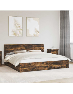 Struttura del letto Rovere fumé 200 x 200 cm Legno multistrato