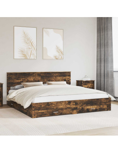 Struttura del letto Rovere fumé 200 x 200 cm Legno multistrato