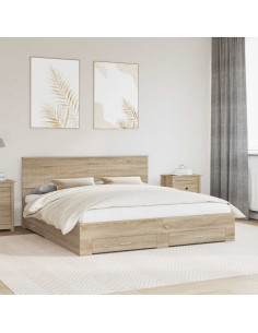 Struttura del letto con testiera Rovere Sonoma 180 x 200 cm