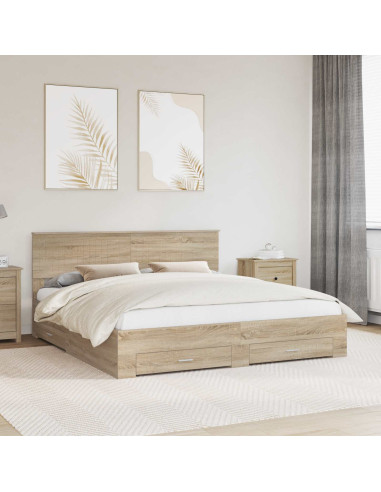 Struttura del letto con testiera Rovere Sonoma 180 x 200 cm