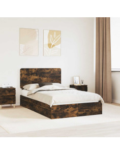Letto con Contenitore con testiera Rovere fumé 135 x 190 cm