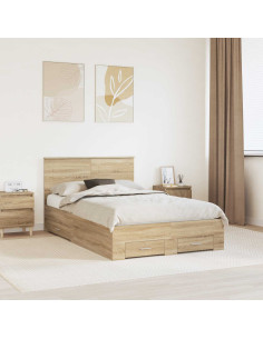Struttura del letto con testiera Rovere Sonoma 120 x 200 cm
