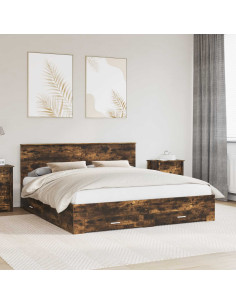 Struttura del letto Rovere fumé 200 x 200 cm Legno multistrato